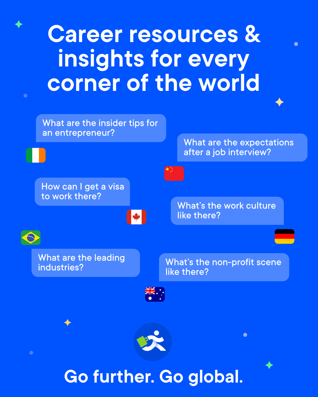 Logo badges with engagement phrases